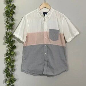 AMERICAN EAGLE OUTFITTERS | CLASSIC FIT SHIRT SIZE M WHITE GRAY ORANGE